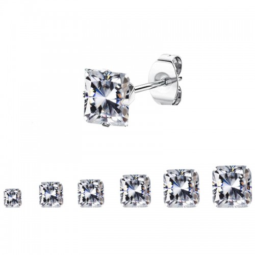 SET DI 20 ORECCHINI A BOTTONE CON ZIRCONIA QUADRATO - BG2072360A69/70/71/72/73/74