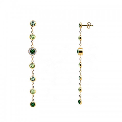 ORECCHINI PENDENTI A CASCATA CON ZIRCONI TONDI COLORATI - FFJ2686C849