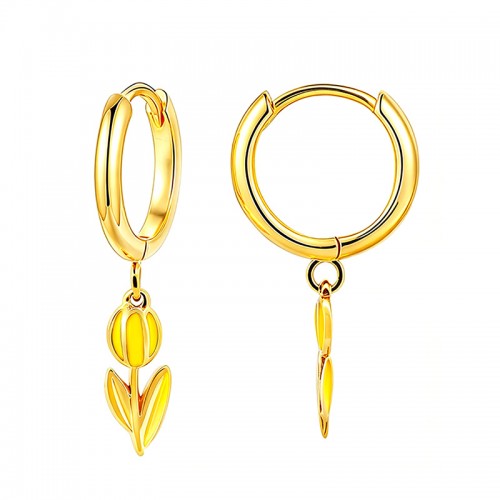 ORECCHINI A CERCHIO CON PENDENTE TULIPANO IN SMALTO COLORATO - FJ2646D043
