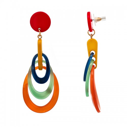 ORECCHINI PENDENTI CON OVALI IN ACRILICO - FT2460C2