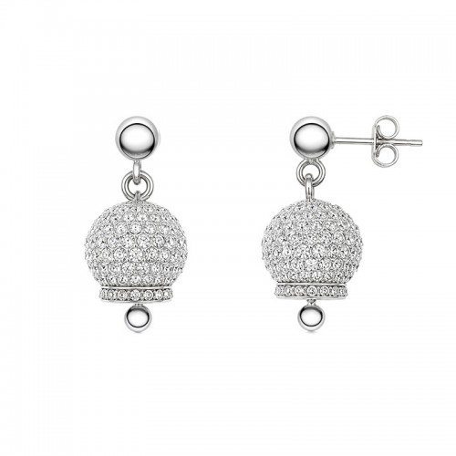 ORECCHINI PENDENTI A CAMPANELLA CON PAVÉ DI ZIRCONI - JN2650D084