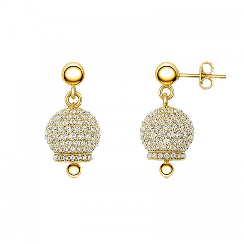 ORECCHINI PENDENTI A CAMPANELLA CON PAVÉ DI ZIRCONI - JN2650D084