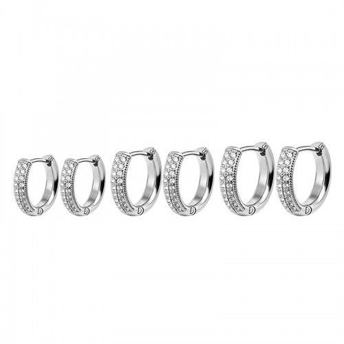 SET DI 6 ORECCHINI A CERCHIO CON ZIRCONI A DOPPIA FILA - MY25616C283