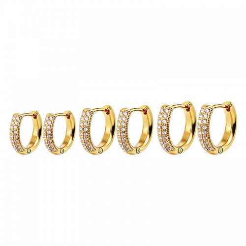 SET DI 6 ORECCHINI A CERCHIO CON ZIRCONI A DOPPIA FILA - MY25616C283