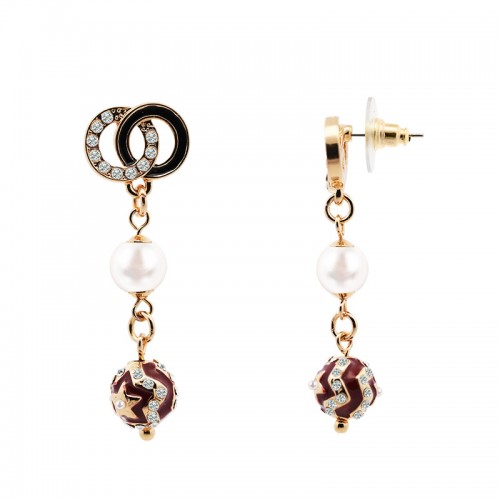 ORECCHINI PENDENTI DOPPIO CERCHIO CON PALLINA STELLA - S160002R