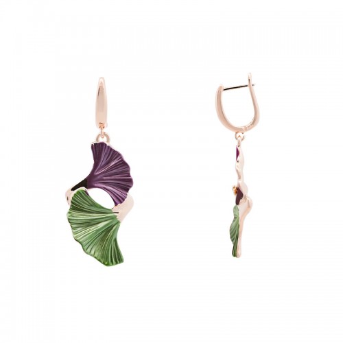 ORECCHINI PENDENTI FOGLIE DI GINKGO SMALTATE - SW2552C496