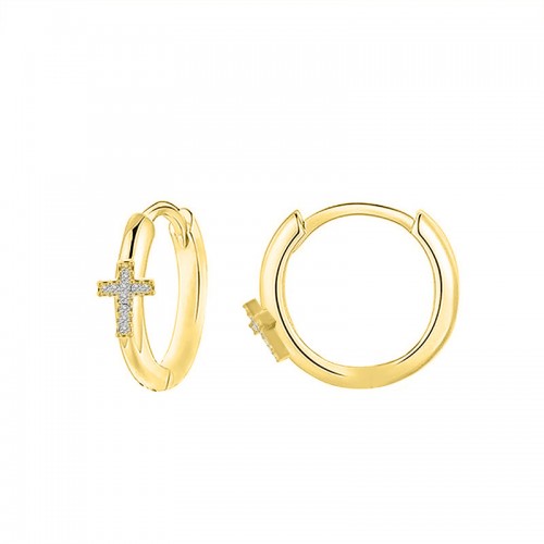 ORECCHINI A CERCHIO CON CROCE IN STRASS - YC2440B649