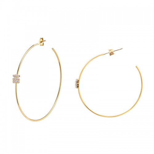 ORECCHINI A CERCHIO GRANDE SOTTILE CON ORSETTO IN STRASS - YC2460B655