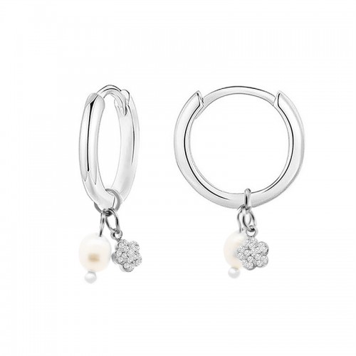 ORECCHINI A CERCHIO CON PERLA E FIORE STRASS - YC2464B684