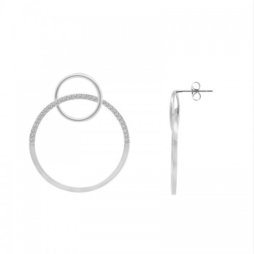 ORECCHINI PENDENTI A DOPPIO CERCHIO CON STRASS - YC2496B665