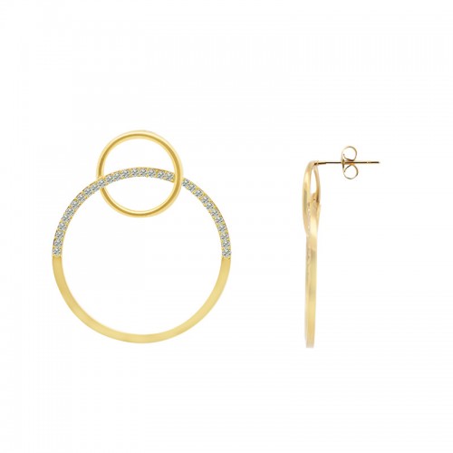 ORECCHINI PENDENTI A DOPPIO CERCHIO CON STRASS - YC2496B665