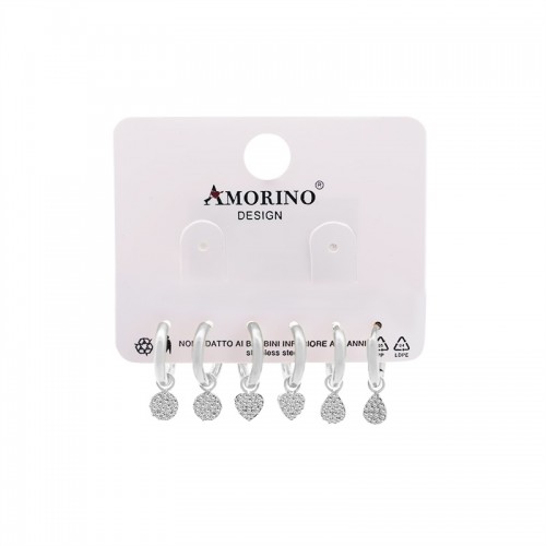 SET DI 6 ORECCHINI A CERCHIO CON PENDENTI E ZIRCONI PAVÉ - YC25112C26