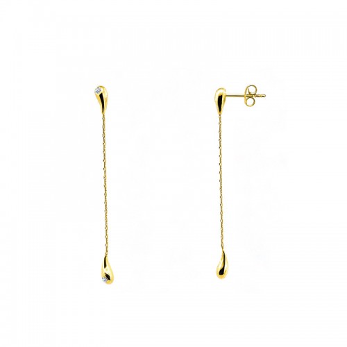 ORECCHINI PENDENTI A GOCCIA CON CATENELLA E ZIRCONI - YC2656C920