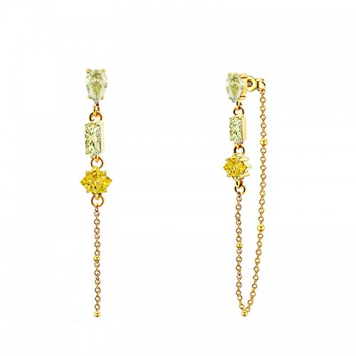 ORECCHINI PENDENTI CON CATENELLA E ZIRCONI MULTIFORMA COLORATI - YC2660C891