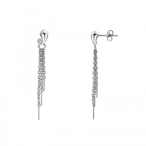 ORECCHINI PENDENTI A GOCCIA CON PUNTO LUCE E TRE CATENINE - YC2660C925