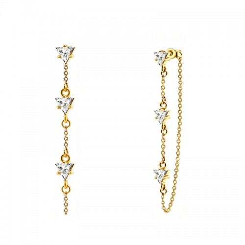 ORECCHINI PENDENTI CON CATENELLA E ZIRCONI TRIANGOLARI COLORATI - YC26676C898