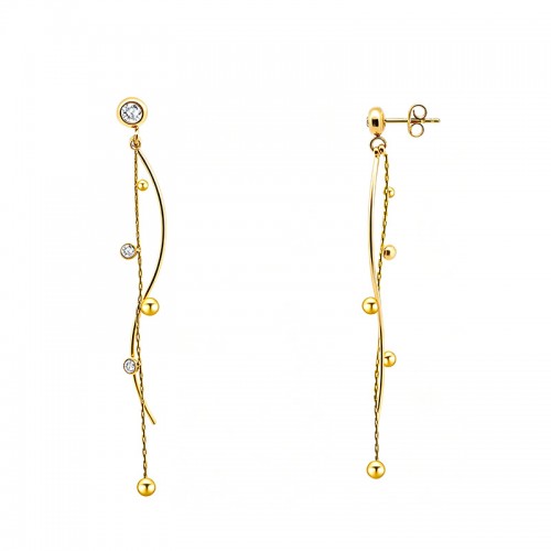 ORECCHINI PENDENTI LINEARI CON PUNTI LUCE E SFERE - YC2668C932