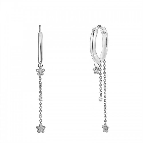 ORECCHINI FIORE A CERCHIO CON TRE PENDENTI - YC2668C977