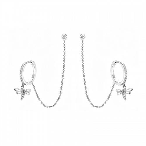 ORECCHINI DOPPIO BUCO CON CATENA E PENDENTE A LIBELLULA - YC2680C917