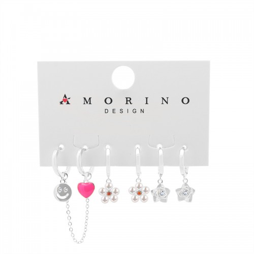 SET 6 ORECCHINI A CERCHIO CON PENDENTE - YK241248B765