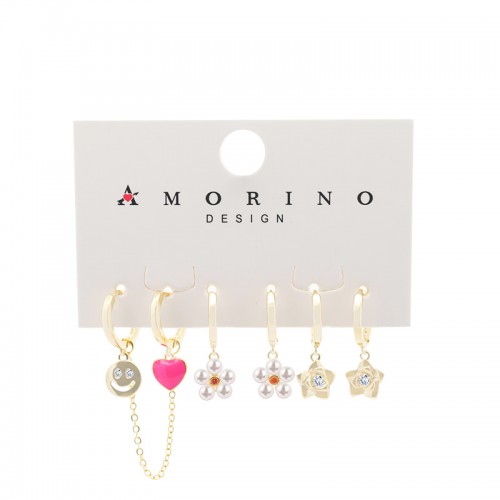 SET 6 ORECCHINI A CERCHIO CON PENDENTE - YK241248B765