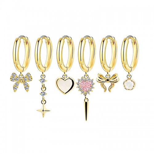 SET 6 ORECCHINI DIVERSI CON CIONDOLI - YK26132C851