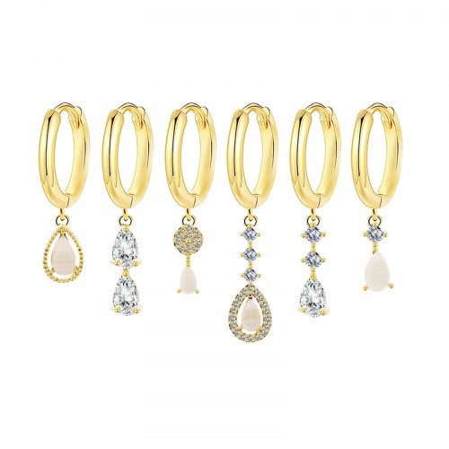 SET 6 ORECCHINI DIVERSI CON CIONDOLI A GOCCIA - YK26132C852