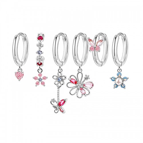 SET 6 ORECCHINI DIVERSI CON CIONDOLI ROMANTICI - YK26132C853