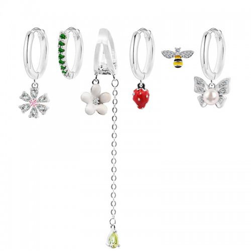 SET 6 ORECCHINI DIVERSI A TEMA GIARDINO CON FRAGOLA - YK26132C863
