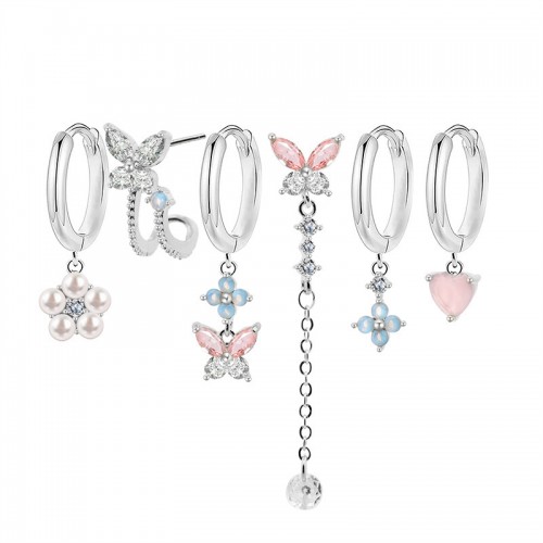 SET 6 ORECCHINI DIVERSI A TEMA GIARDINO ROMANTICO - YK26132C864