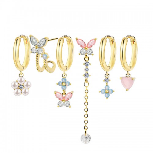 SET 6 ORECCHINI DIVERSI A TEMA GIARDINO ROMANTICO - YK26132C864