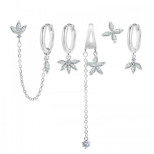 SET 6 ORECCHINI DIVERSI CON ZIRCONI A TAGLIO MARQUISE - YK26132C865