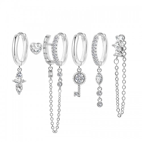 SET 6 ORECCHINI DIVERSI CON ZIRCONI - YK26132C866