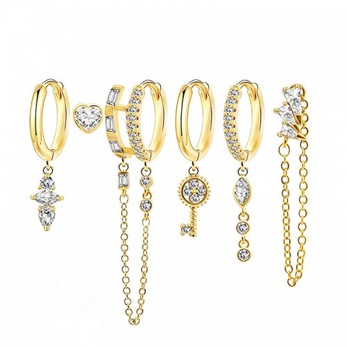 SET 6 ORECCHINI DIVERSI CON ZIRCONI - YK26132C866