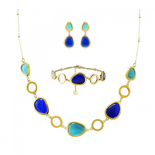 PARURE CRISTALLO COLORATO A FORMA ORGANICA - MY251152C257/C256/C255