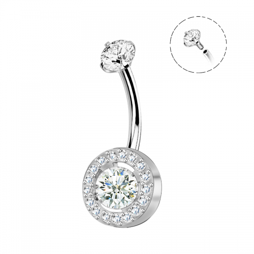 PIERCING A BANANA CON ZIRCONIA TONDO - JQ1000B118