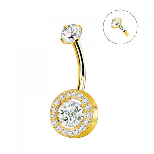 PIERCING A BANANA CON ZIRCONIA TONDO - JQ1000B118