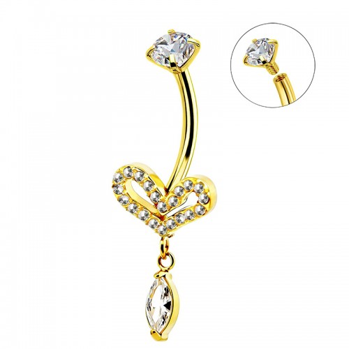 PIERCING BANANA CUORE PENDENTE CON ZIRCONIA - JQ1200B138