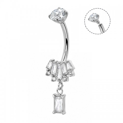 PIERCING A BANANA CON ZIRCONIA BAGUETTE A VENTAGLIO E PENDENTE - JQ1200B146