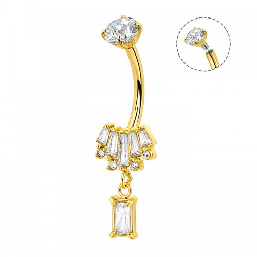 PIERCING A BANANA CON ZIRCONIA BAGUETTE A VENTAGLIO E PENDENTE - JQ1200B146