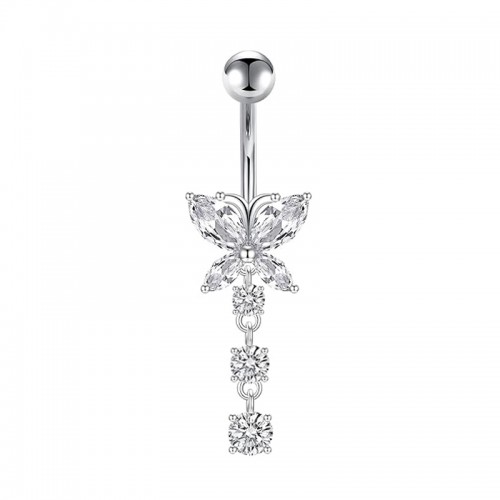 PIERCING BANANA FARFALLA PENDENTE IN ZIRCONIA - JQ1400B095