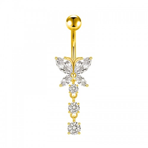 PIERCING BANANA FARFALLA PENDENTE IN ZIRCONIA - JQ1400B095