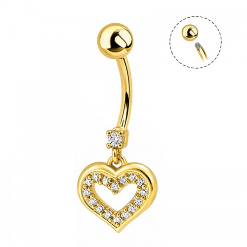 PIERCING BANANA PENDENTE A CUORE CON ZIRCONIA - JQ1400B150