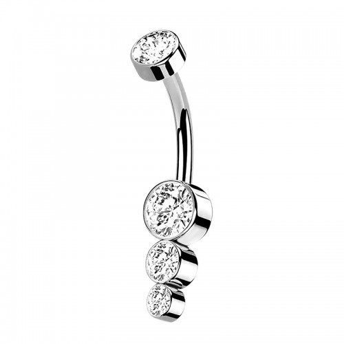 PIERCING BANANA CON TRE TONDI IN ZIRCONIA - JQ600B099