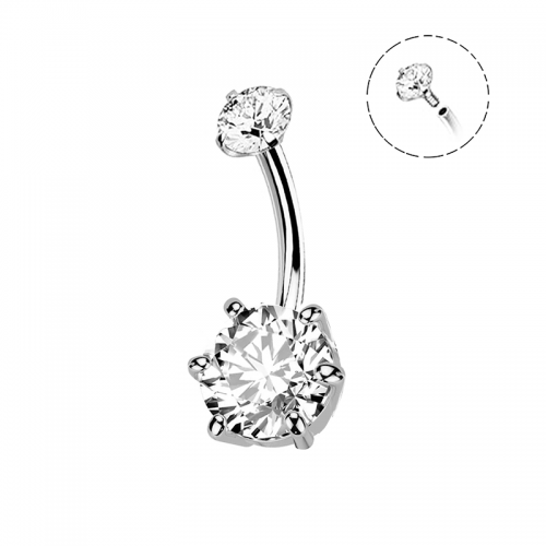 PIERCING A BANANA CON ZIRCONIA TONDO - JQ720B119