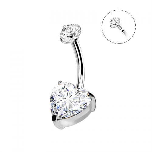 PIERCING A BANANA CON ZIRCONIA CUORE - JQ720B120