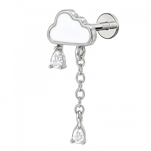 PIERCING PENDENTE PER ORECCHIO CON NUVOLA E GOCCE - JQ720L152