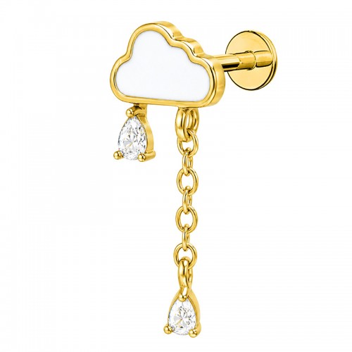 PIERCING PENDENTE PER ORECCHIO CON NUVOLA E GOCCE - JQ720L152
