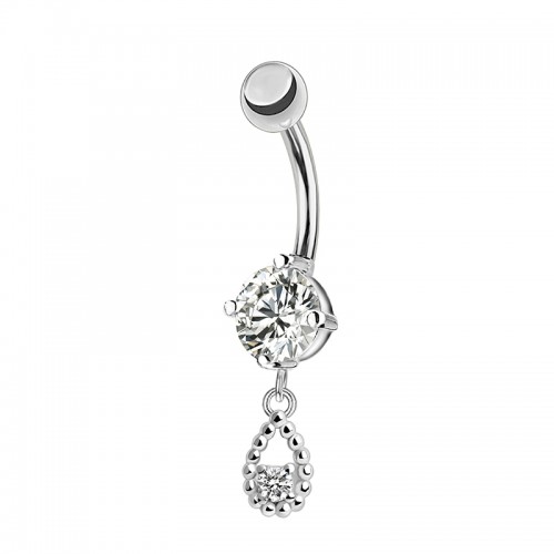 PIERCING BANANA IN ZIRCONIA CON PENDENTE A GOCCIA CAVA - JQ800B096
