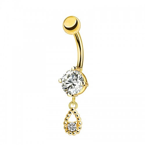 PIERCING BANANA IN ZIRCONIA CON PENDENTE A GOCCIA CAVA - JQ800B096